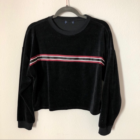 Forever 21 Black Velvet Soft Stripe Sweater (S) - Picture 1 of 2